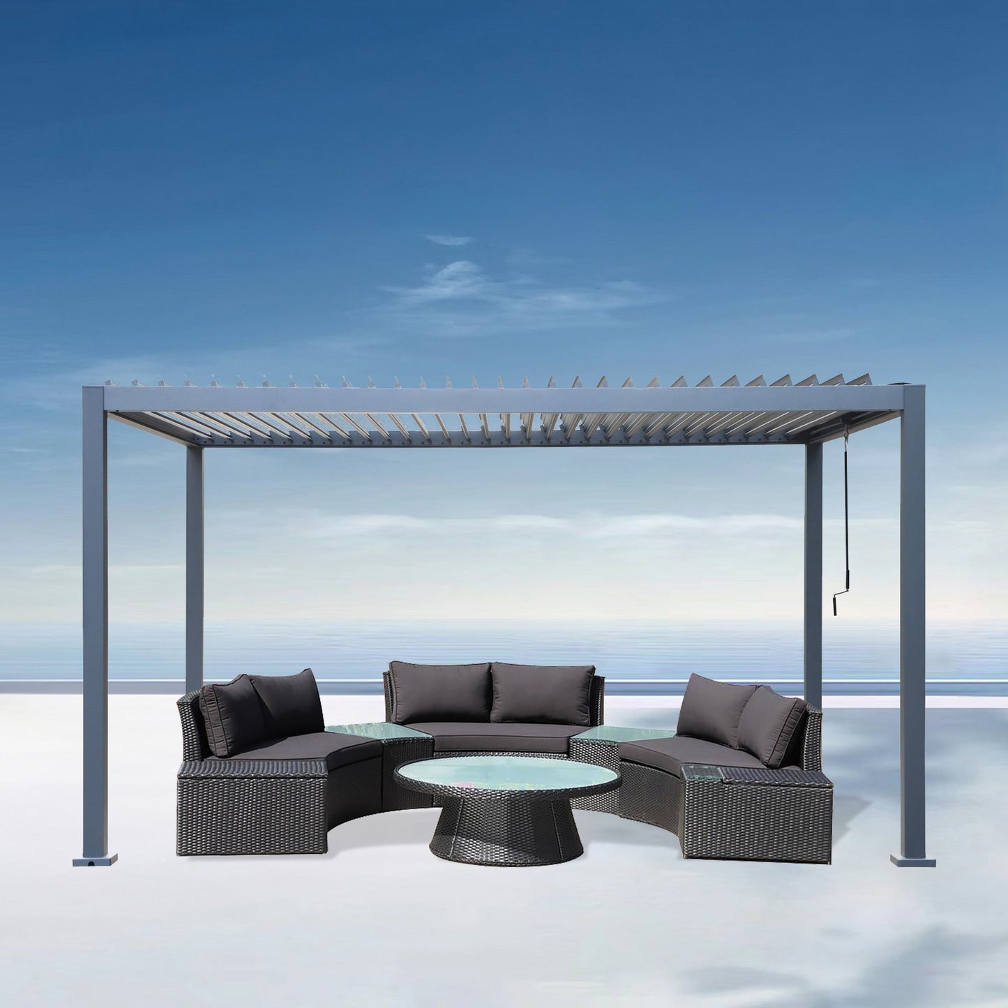 GazeboMate 3M x 4M LED Aluminum Black Louvre Function Gazebo