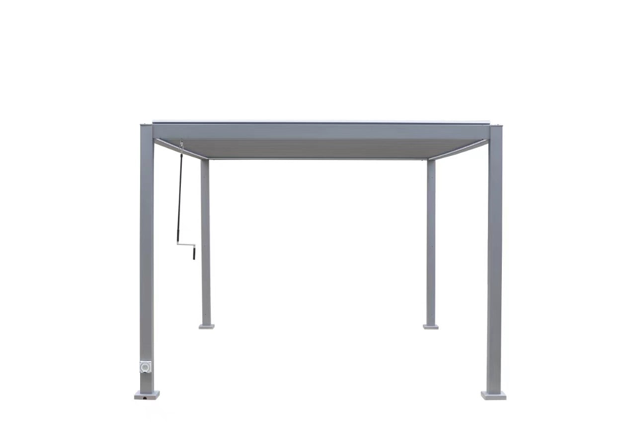 GazeboMate 3M x 4M LED Aluminum Black Louvre Function Gazebo