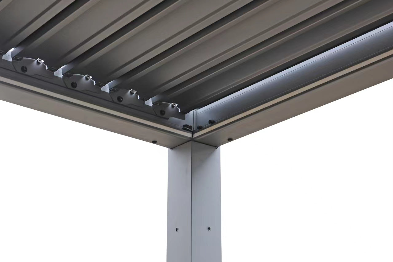 GazeboMate 3M x 4M LED Aluminum Black Louvre Function Gazebo