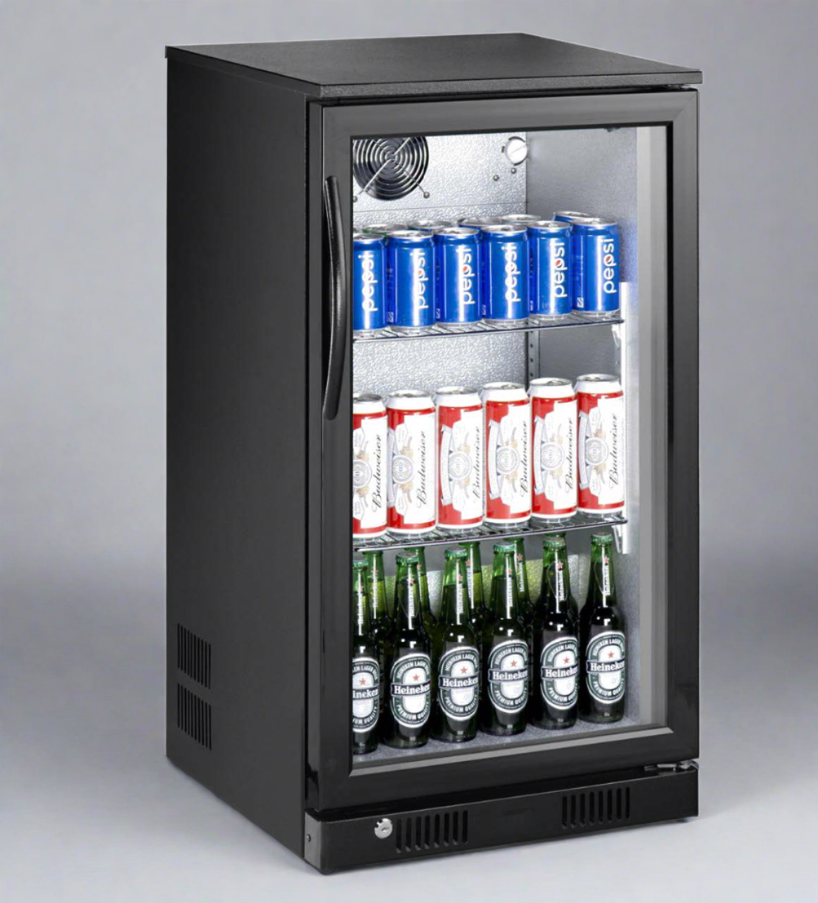 118L Black Commercial Single Door Small Bar Fridge Beverage Cooler