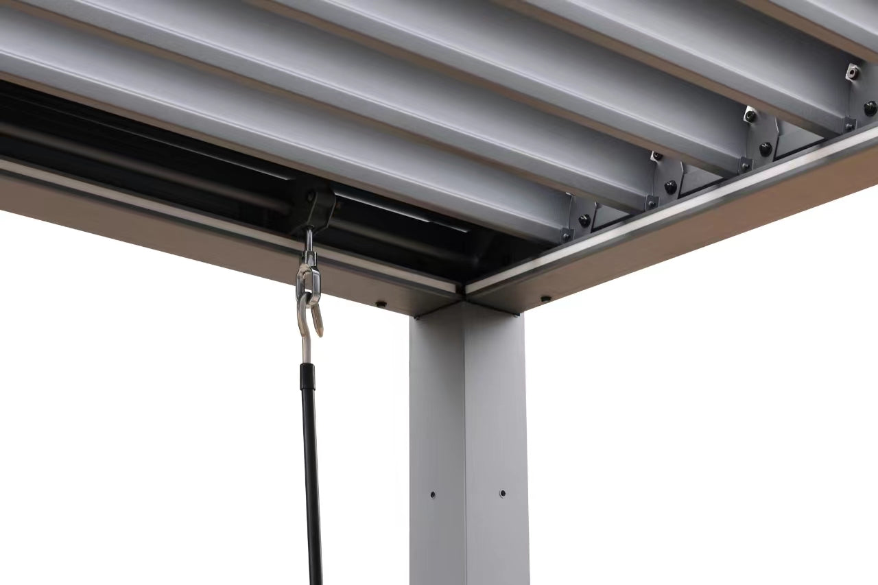 GazeboMate 3M x 4M LED Aluminum Black Louvre Function Gazebo
