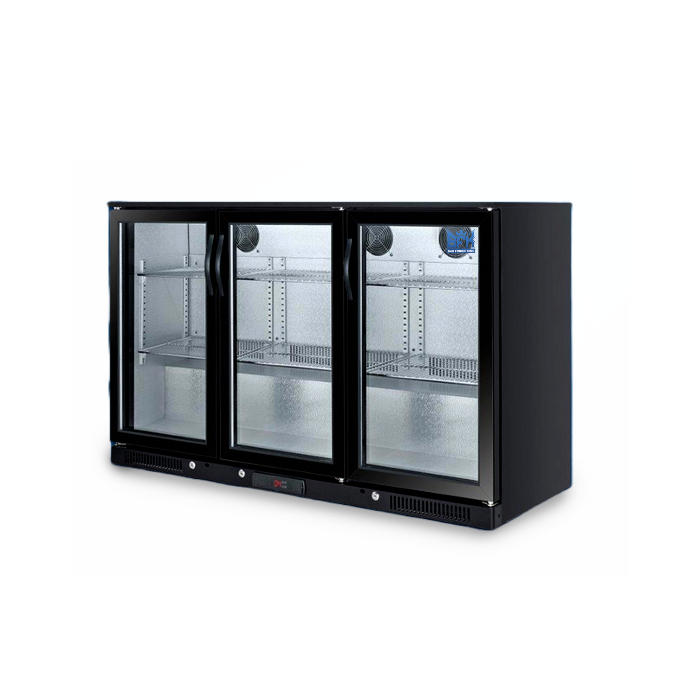 Tropical Rated Triple Glazed 318L 3-Door Commercial Wine Bar Fridge Chiller Can Cooler Mini Freezer in Black