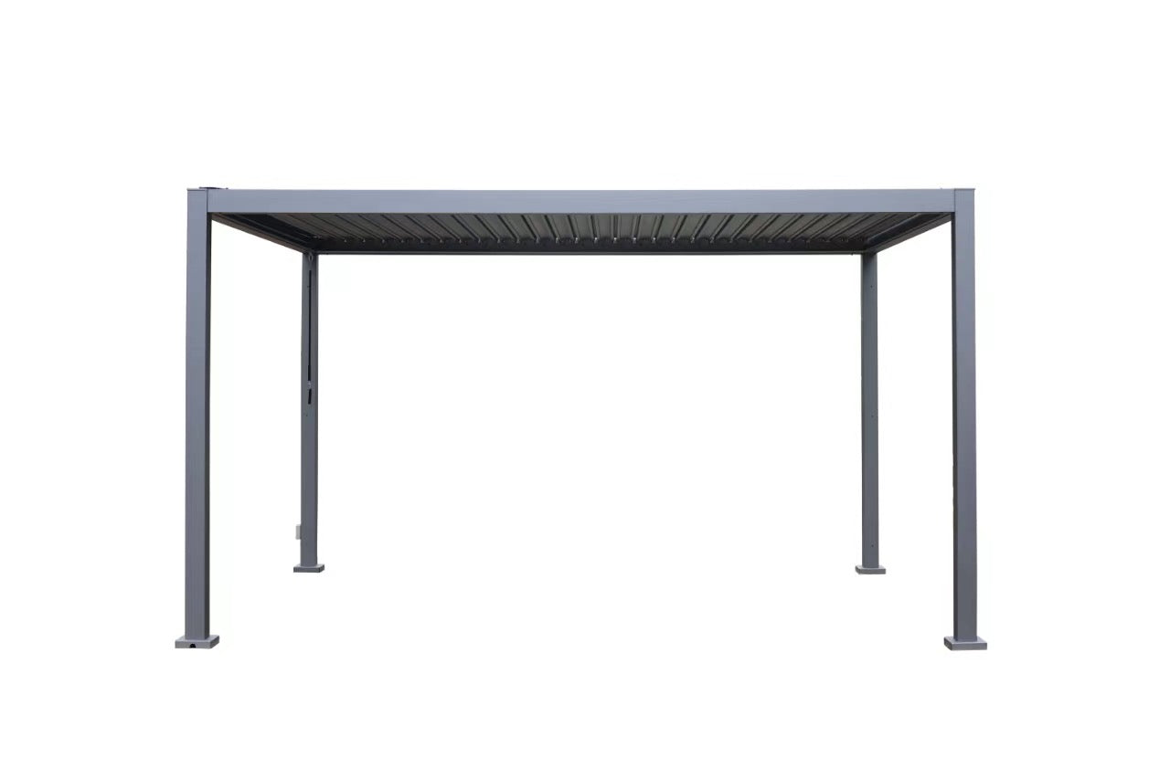 GazeboMate 3M x 4M LED Aluminum Black Louvre Function Gazebo
