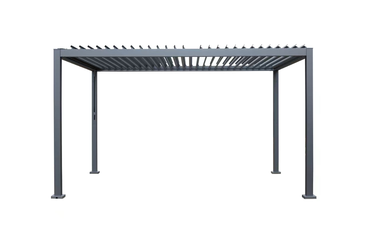 GazeboMate 3M x 4M LED Aluminum Black Louvre Function Gazebo