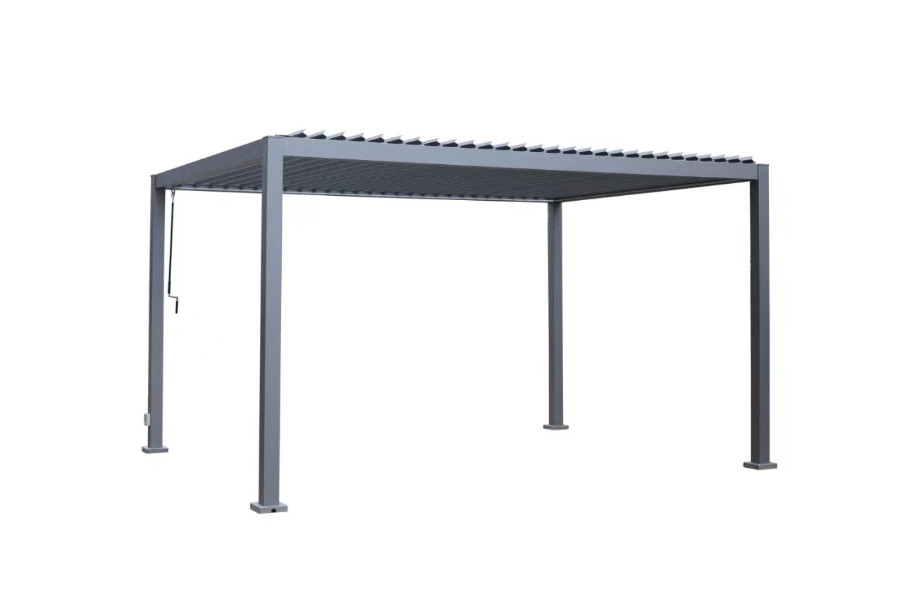 GazeboMate 3M x 4M LED Aluminum Black Louvre Function Gazebo
