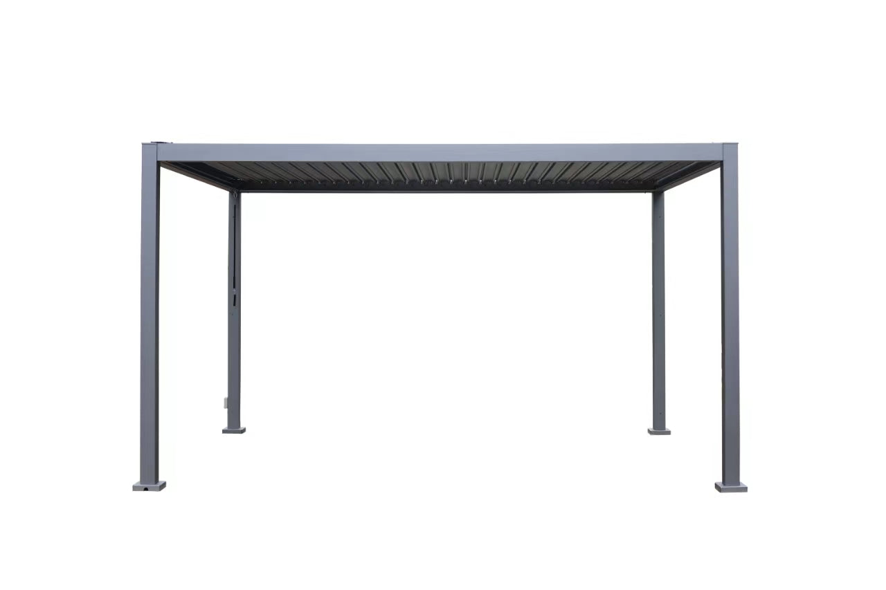 GazeboMate 3M x 4M LED Aluminum Black Louvre Function Gazebo