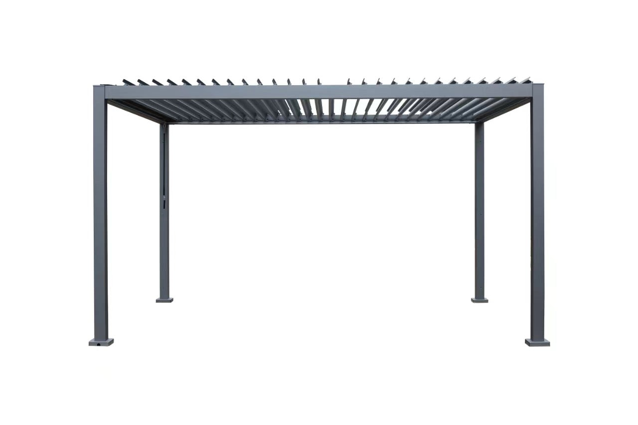 GazeboMate 3M x 4M LED Aluminum Black Louvre Function Gazebo
