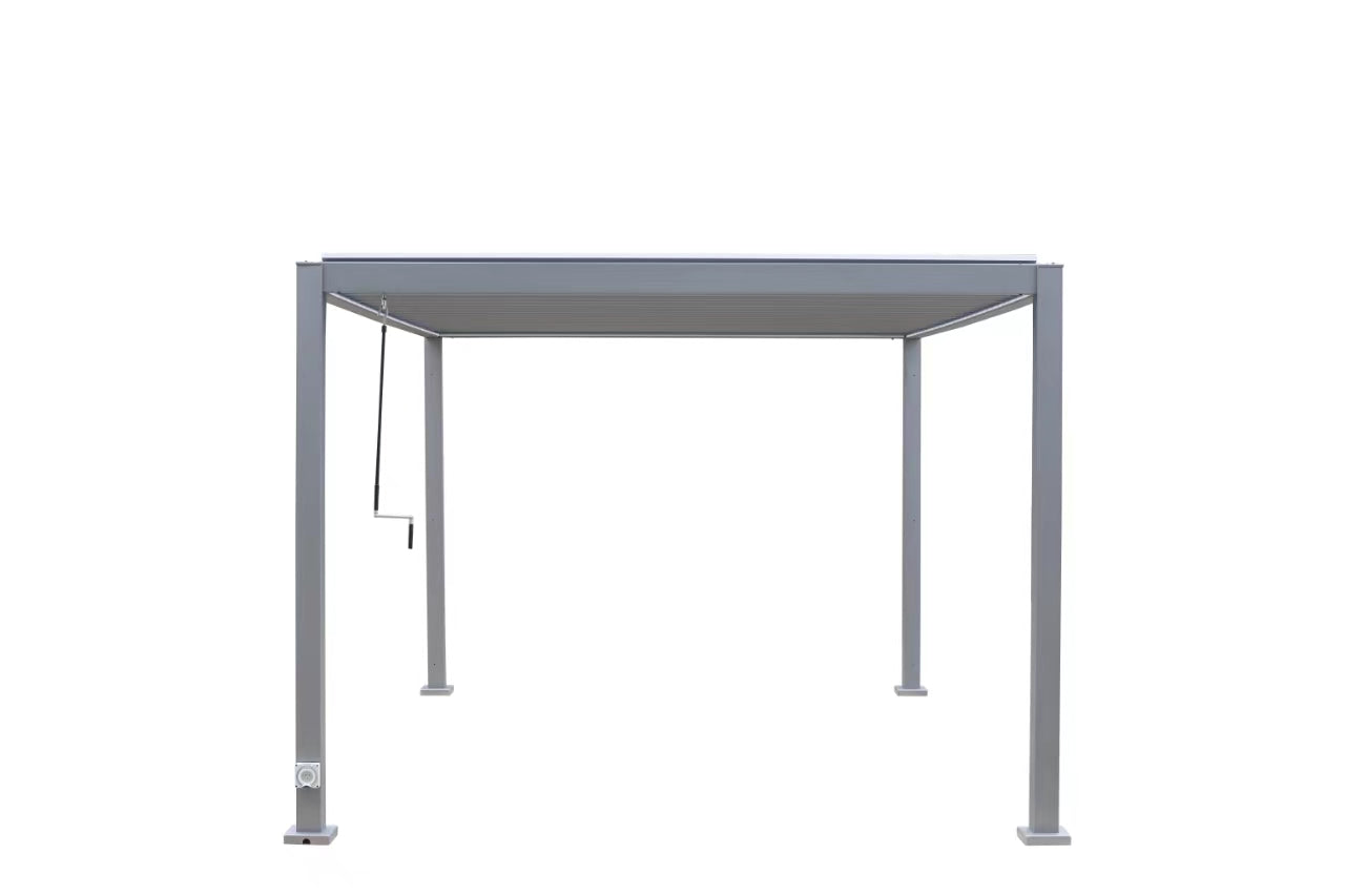 GazeboMate 3M x 4M LED Aluminum Black Louvre Function Gazebo