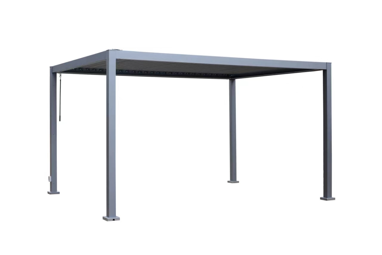 GazeboMate 3M x 4M LED Aluminum Black Louvre Function Gazebo