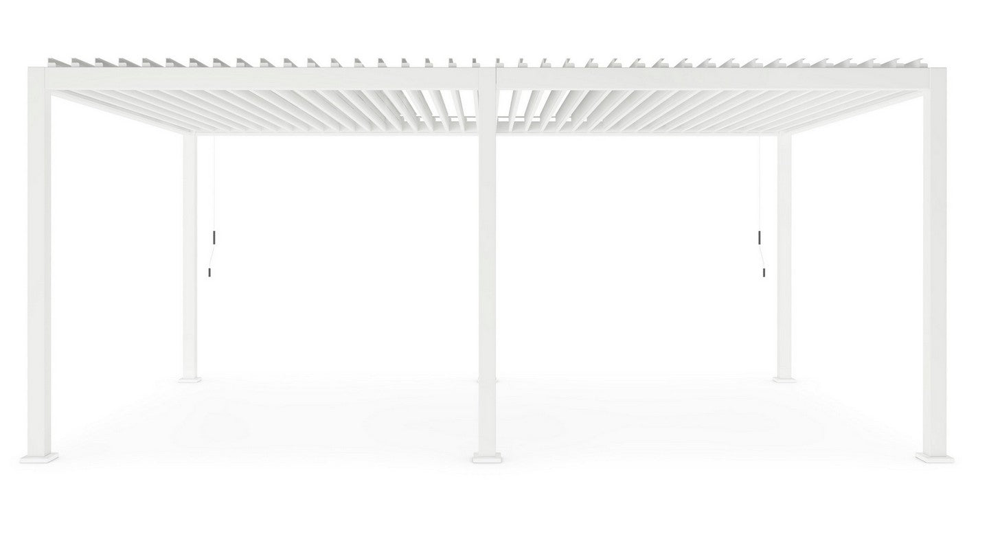 GazeboMate White 3.6M x 7.2M Semi Permanent Louvered Gazebo Aluminium Pergola Monument Heavy Duty Wind Resistant