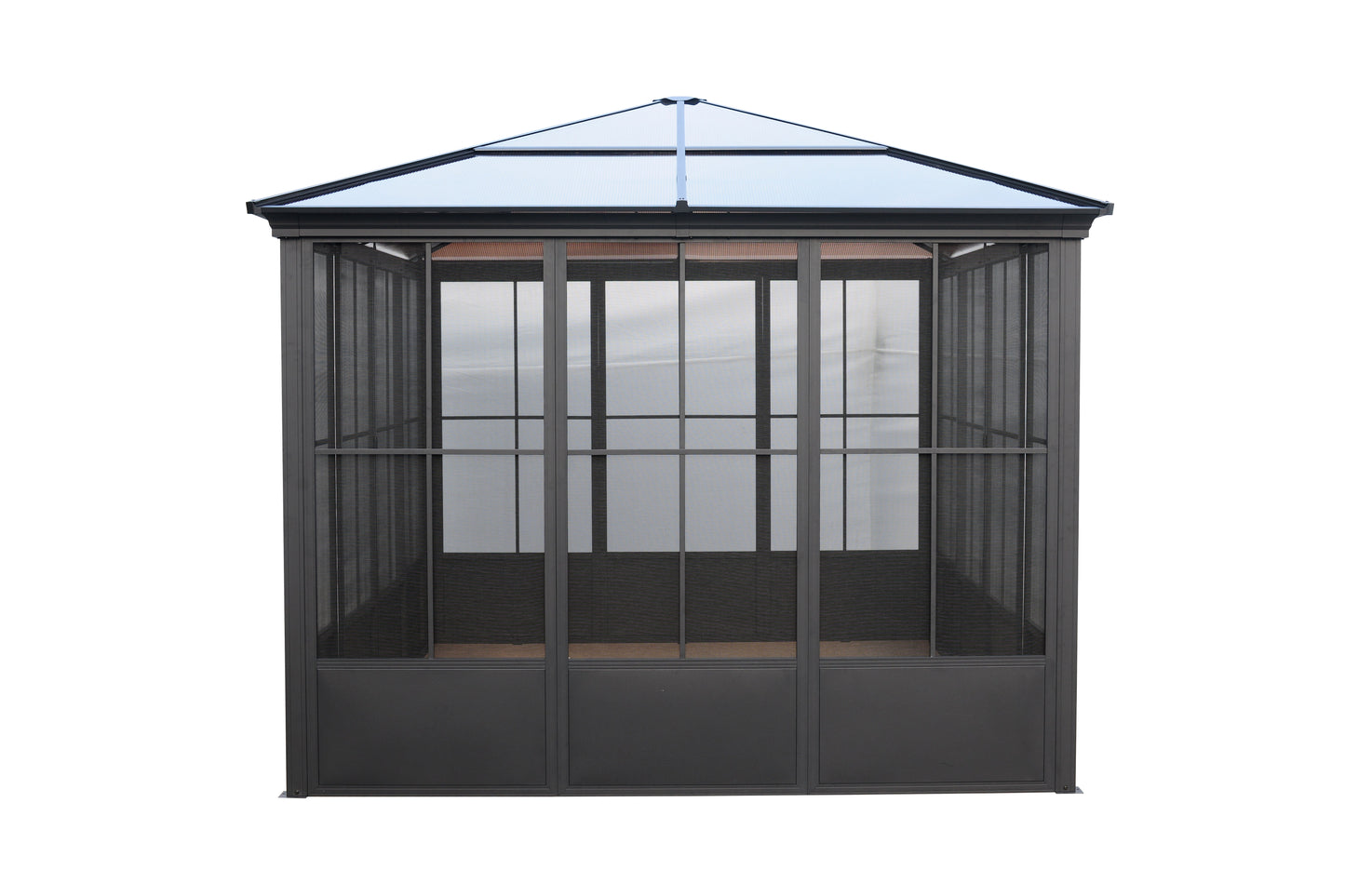 Elite Aluminium Black PC Garden Sunroom House 3x3.65m With window screen Polycarbonate Board roof