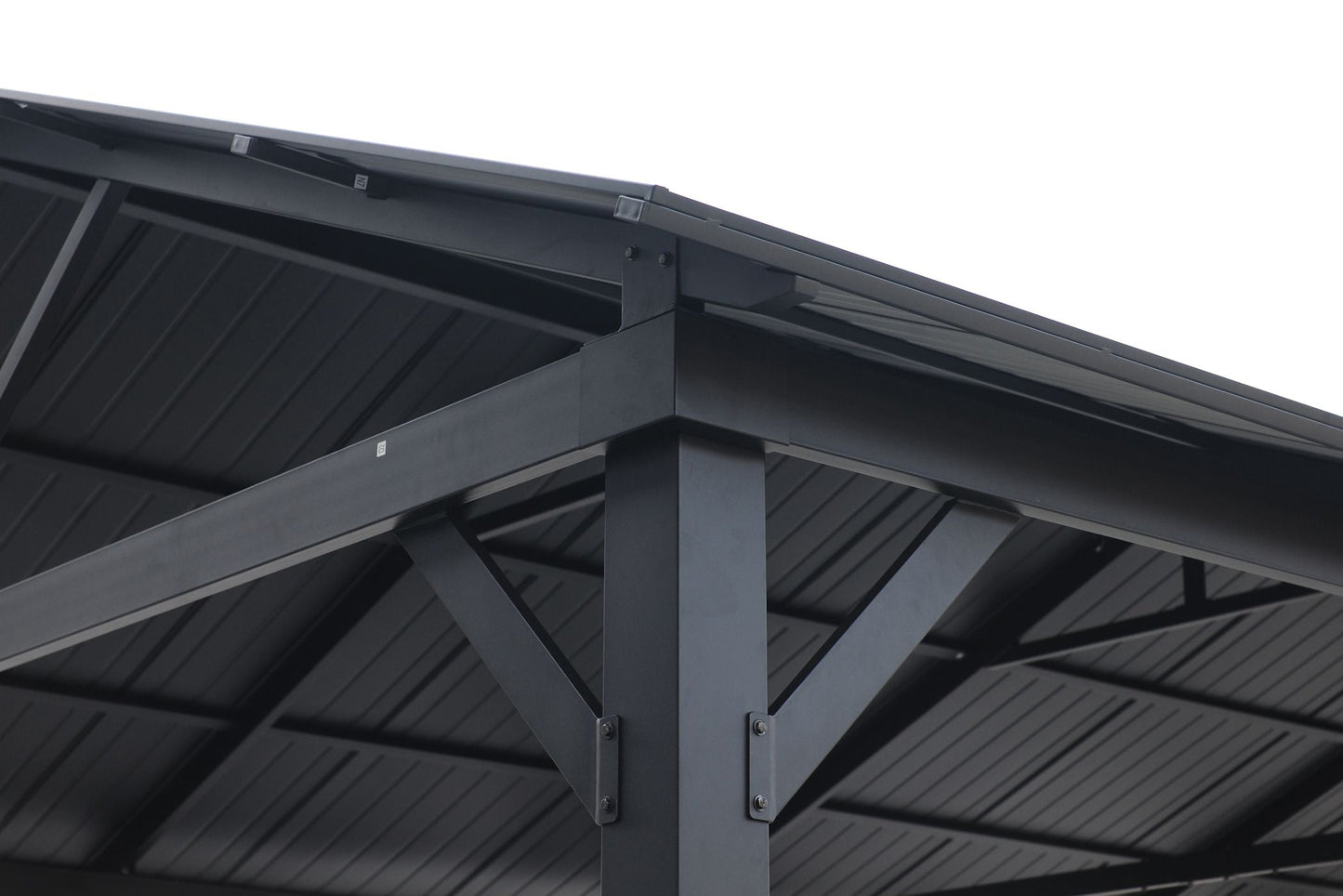 GazeboMate 3.66m x 6.1m Galvanized Steel Hardtop Gazebo with Sleek Aluminum Legs | Black Powdercoated