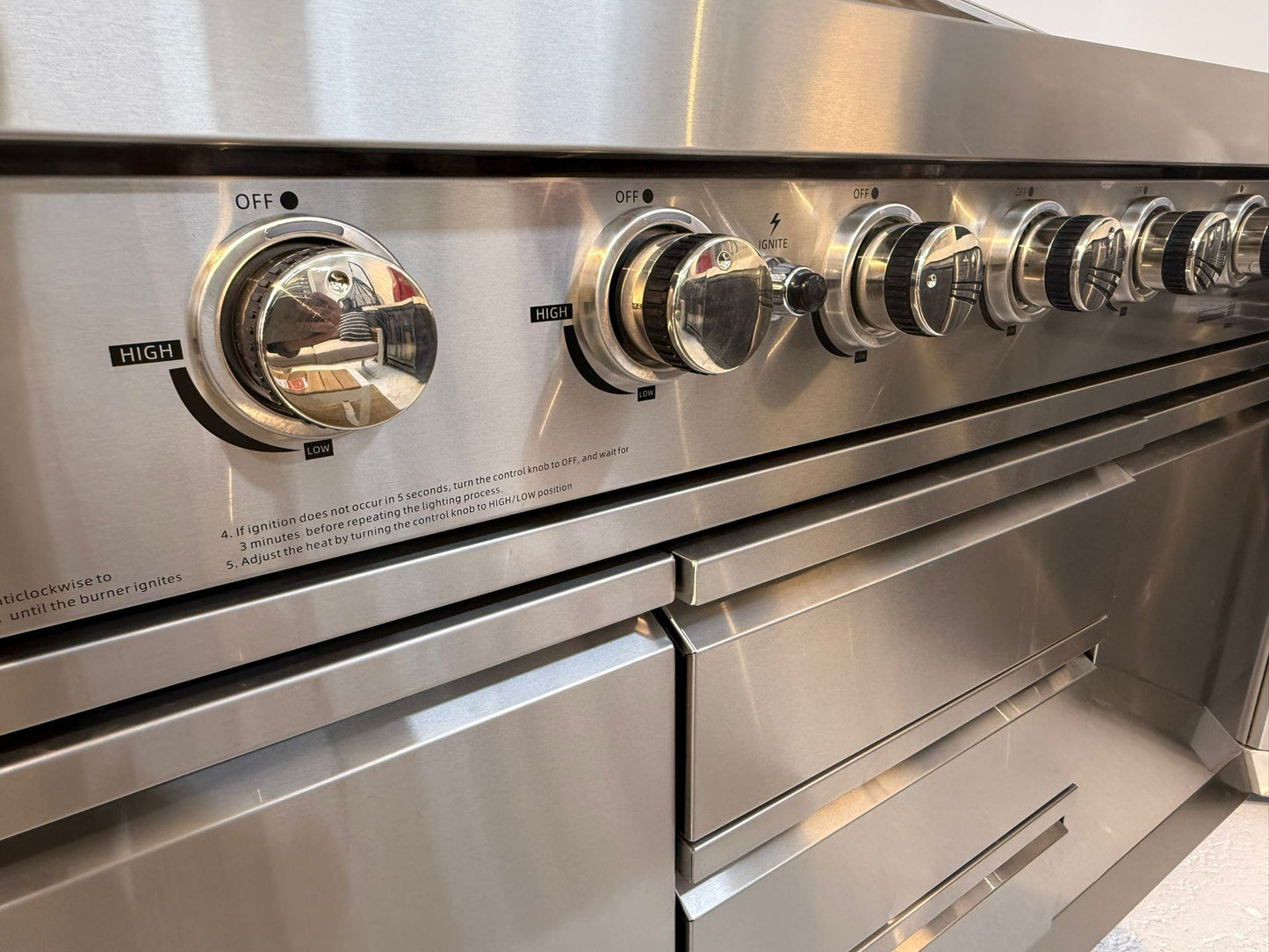 L Shape 304SS Hurricane BBQ Inc 3DR Fridge, 118L Fridge,30” Pizza Oven, 150CM 304SS Rangehood, Rotisserie & Covers