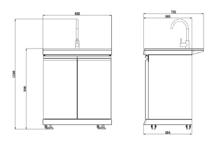 Rockpool 6B Non Wok: Designer Outdoor BBQ Kitchen Package Inc Fridge & Sink, Rotisserie, BBQ Cover, White Doors Hamptom Design