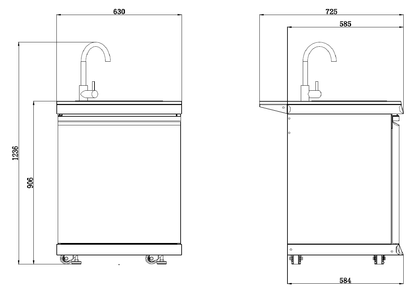 Single Sink Module Suits Kingsley BBQ Kitchen | Black Stainless Steel Cabinet Inc Tap, Cabinet, Stone Benchtops