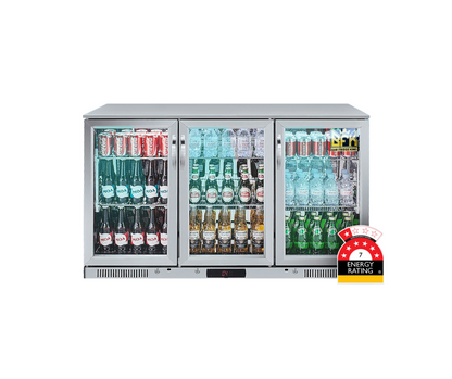 3-Door Commercial Glass Bar Fridge Beer Cooler Under Counter Wine Fridge 318L