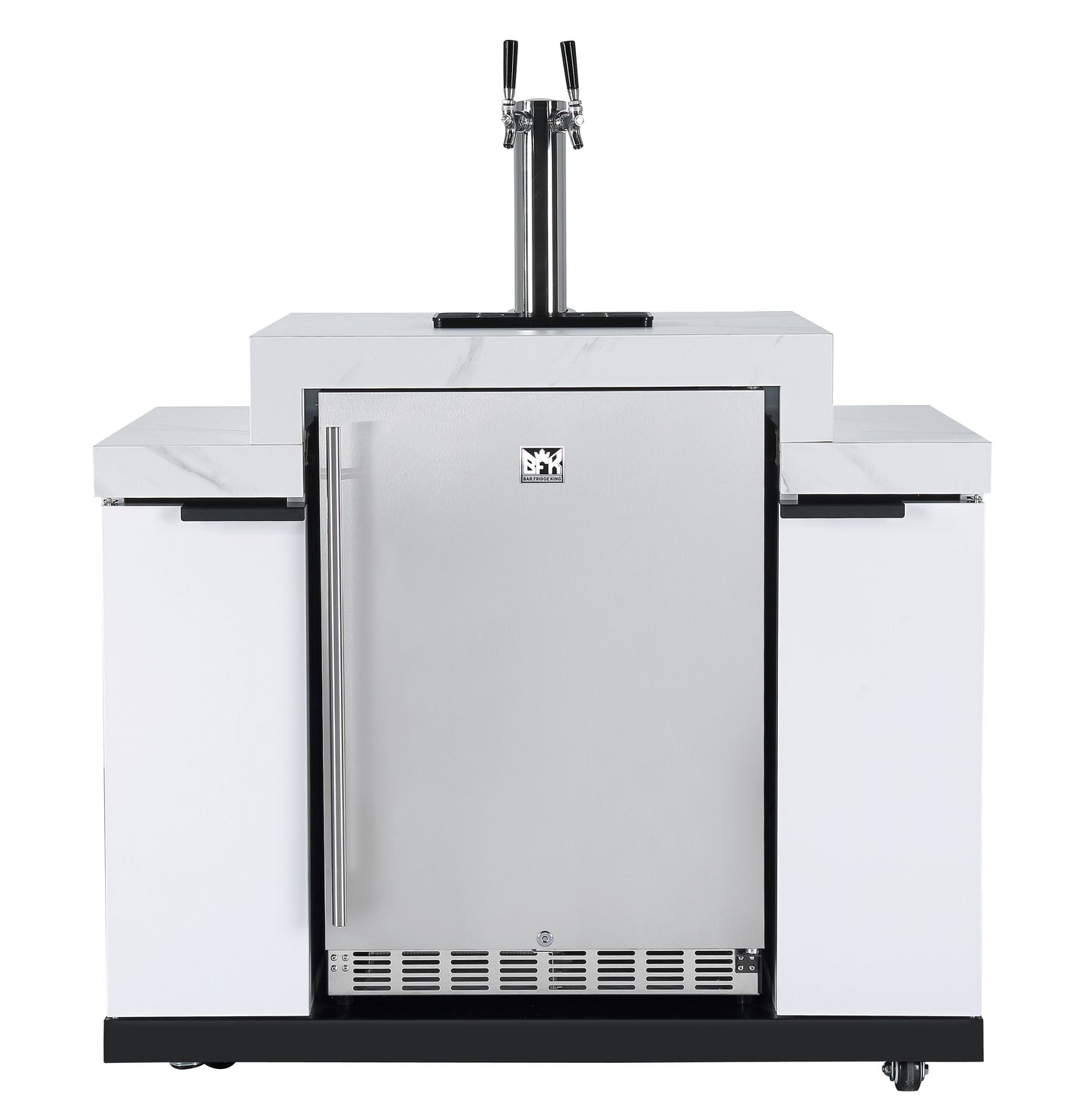 Rockpool White 6B + 118L Kegerator : Designer Outdoor Kitchen BBQ Package Inc Wok Burner, Fridge, Sink, Rotisserie & BBQ Covers.