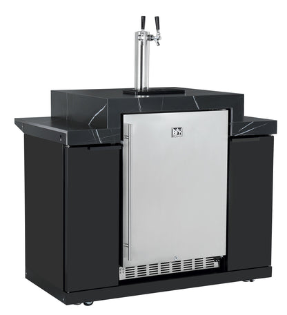 Rockpool Black 6B + 118L Kegerator : Designer Outdoor Kitchen BBQ Package Inc Wok Burner, Fridge, Sink, Rotisserie & BBQ Covers.