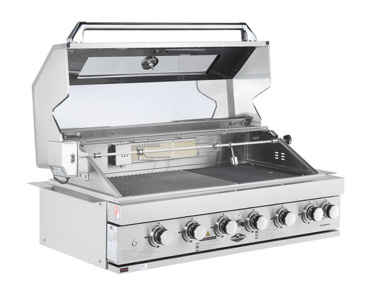 6 Burner Built-In BBQ With Rear Infrared Burner | 304 High Grade Stainless Steel, Blue LED Knobs