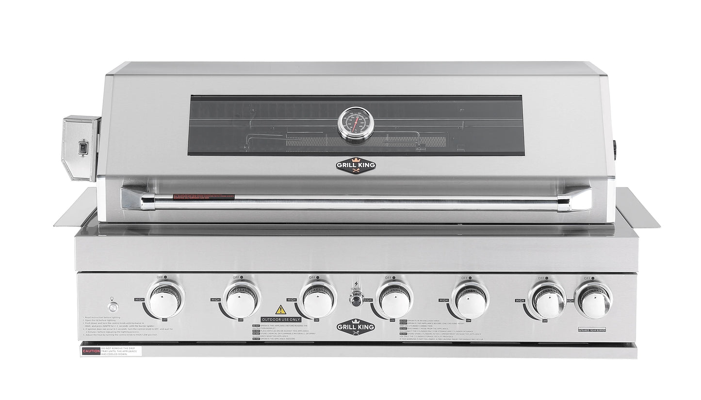6 Burner Built-In BBQ With Rear Infrared Burner | 304 High Grade Stainless Steel, Blue LED Knobs