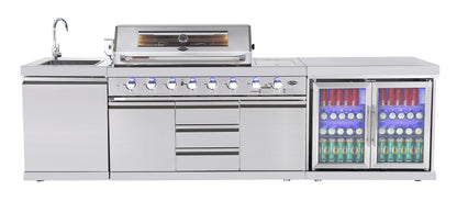 Hurricane 6-Burner Outdoor Kitchen: Stainless Steel, Fridge, Sink, Wok & Rear Infrared Burner Click & Collect NSW, QLD, VIC