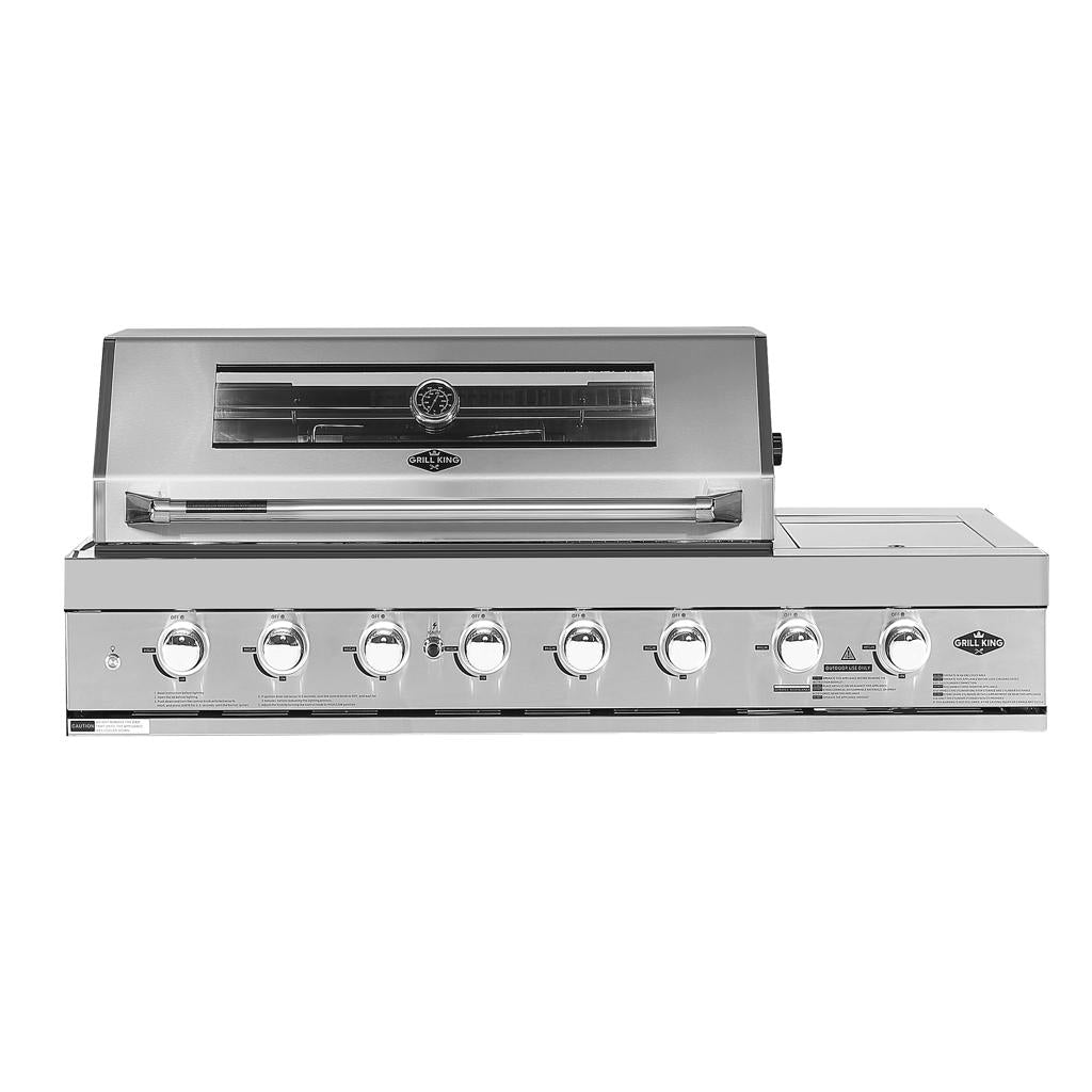 6 Burner Built In BBQ With Side Wok & Rear Infrared Burner | 304 Stainless Steel, Blue LED Knobs