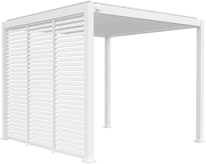 Aluminum Louvered Wall, Side Shade Privacy Screen Panel Suitable for GazeboMate Pergola Gazebo only. Pergola NOT Included. (White)