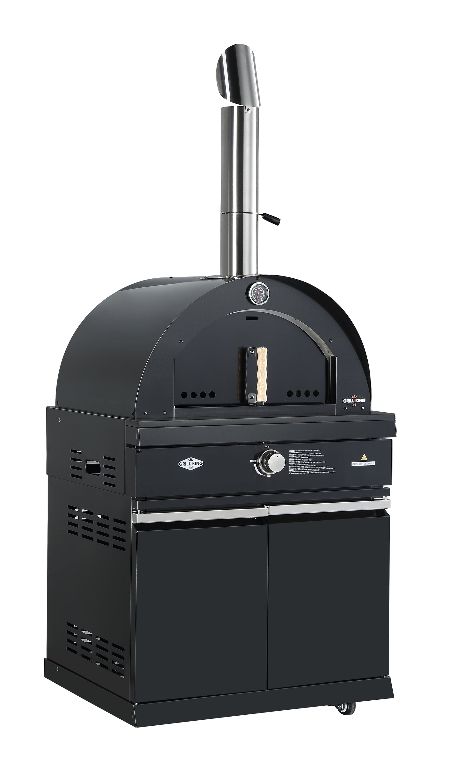 22” Gas Pizza Oven Module: Suits Kingsley BBQs Kitchen Inc Pizza Oven, Trolley, Cabinet Shelves, Castors, Twin Pizza Level, Pizza Peel