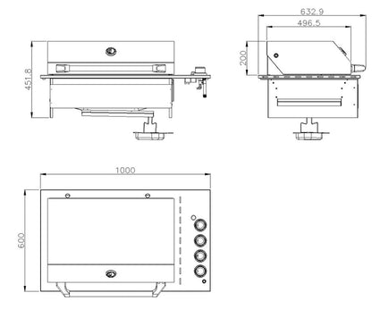Grill King 4 Burner Drop In Flat Hood BBQ | 304 Grade Designer Black Stainless Steel Drop In Unit