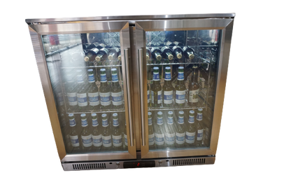 Tropical Rated Triple Glazed 304 SS 2-Door Stainless Steel Under Counter Can Cooler Wine Bar Fridge 208L
