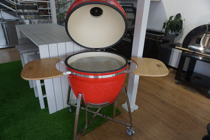Grill King 27” Black Kamado Ceramic Charcoal Grill With Trolley & Side Tables