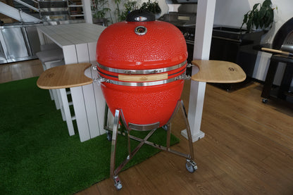 Grill King 27” Black Kamado Ceramic Charcoal Grill With Trolley & Side Tables