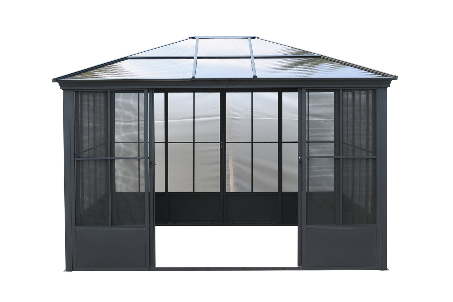 Elite Aluminium Black PC Garden Sunroom House 3x3.65m  With window screen Polycarbonate Board roof