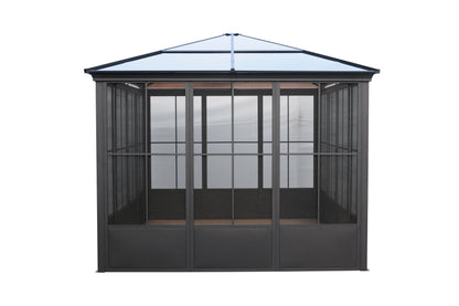 Elite Aluminium Black PC Garden Sunroom House 3x3.65m  With window screen Polycarbonate Board roof