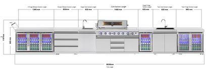 Hurricane 6-Burner Outdoor Kitchen: Stainless Steel, Fridge, Sink, Wok & Rear Infrared Burner Click & Collect NSW, QLD, VIC