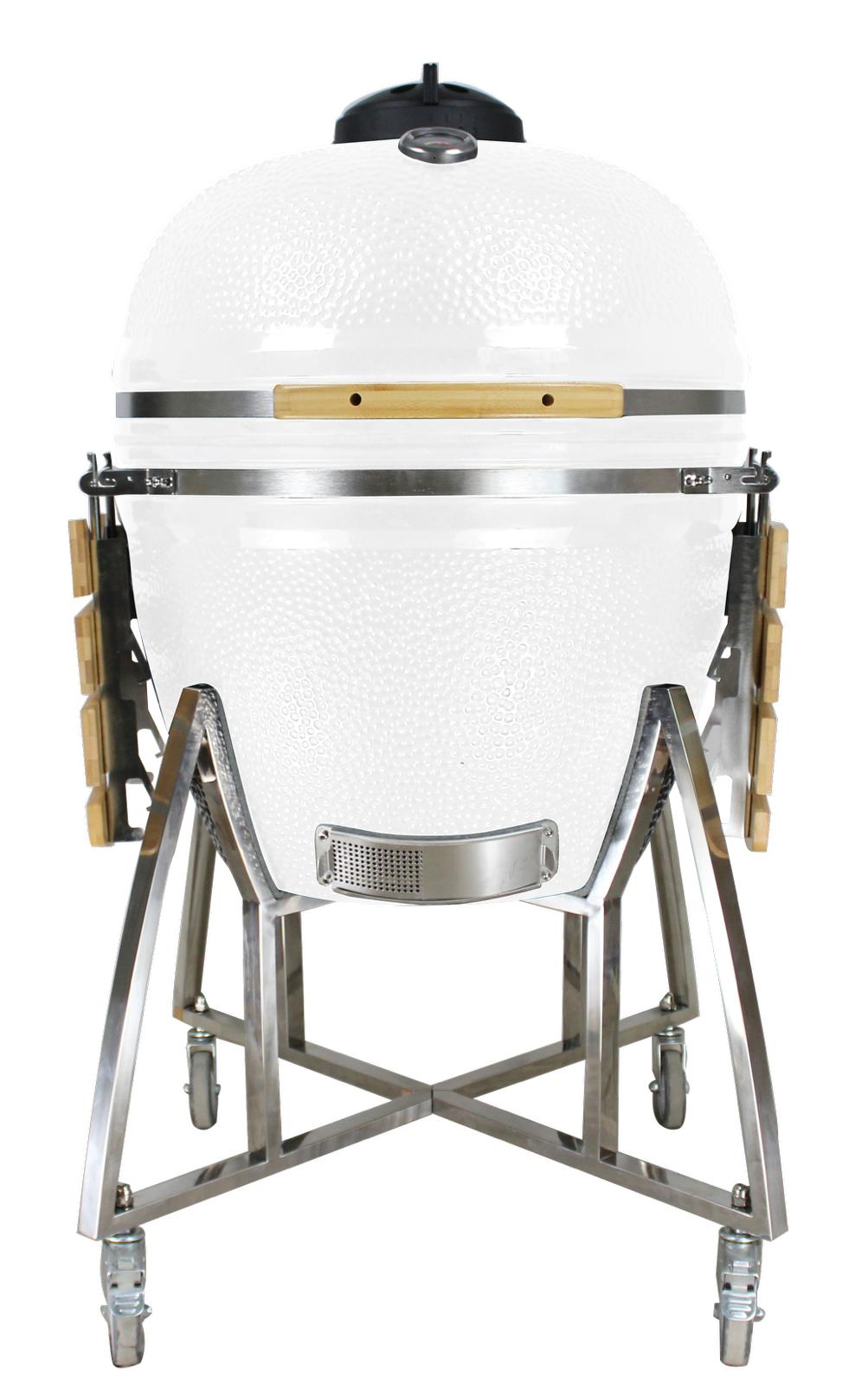 Grill King 27” Black Kamado Ceramic Charcoal Grill With Trolley & Side Tables