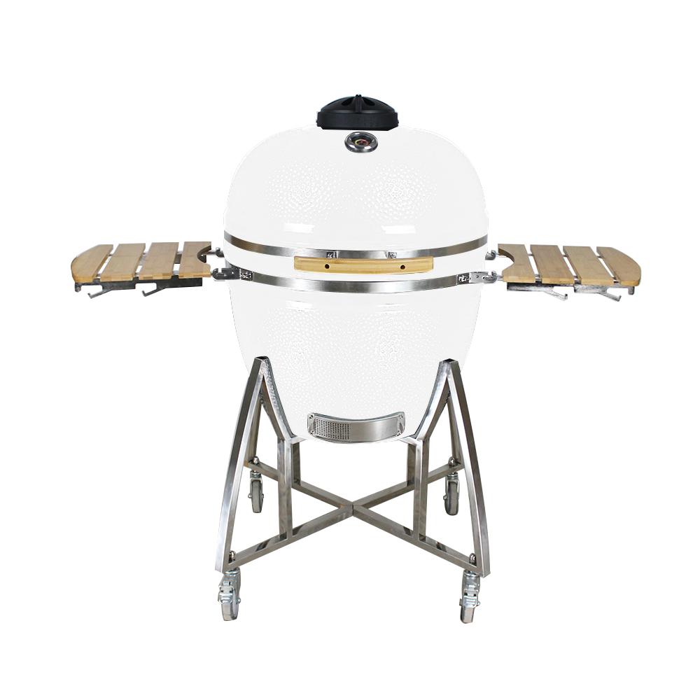 Grill King 27” Black Kamado Ceramic Charcoal Grill With Trolley & Side Tables