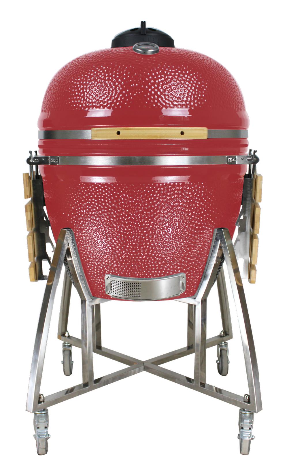 Grill King 16” WHITE Kamado Ceramic Charcoal Grill With Trolley & Side Tables