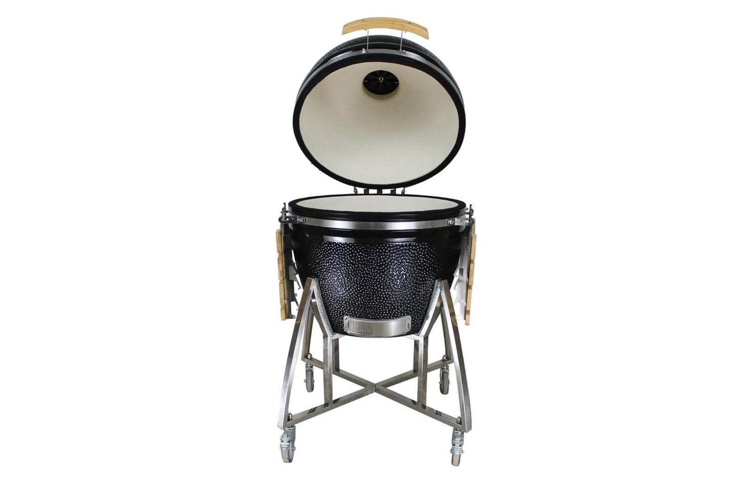 Grill King 16” WHITE Kamado Ceramic Charcoal Grill With Trolley & Side Tables