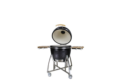 Grill King 27” White Kamado Ceramic Charcoal Grill With Trolley & Side Tables