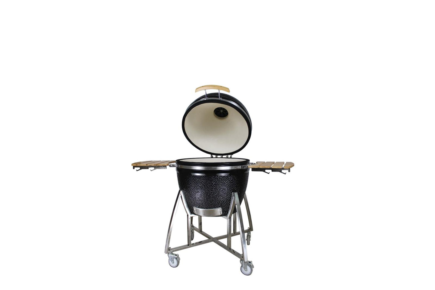 Grill King 16” WHITE Kamado Ceramic Charcoal Grill With Trolley & Side Tables