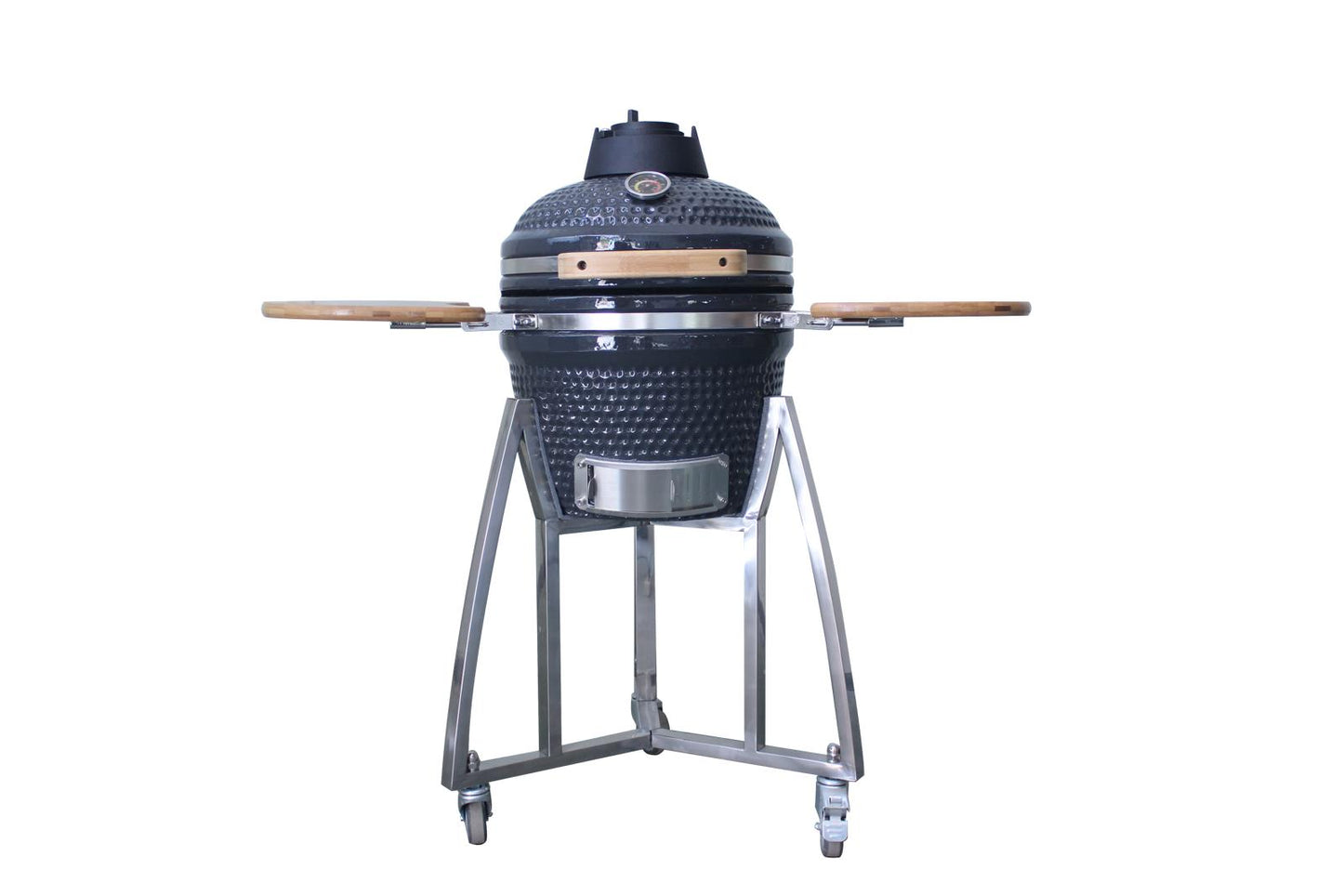 Grill King 27” Black Kamado Ceramic Charcoal Grill With Trolley & Side Tables