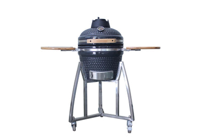 Grill King 16” WHITE Kamado Ceramic Charcoal Grill With Trolley & Side Tables