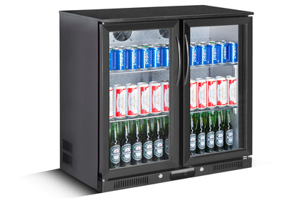 208L Double Door Under-bench Commercial Bar Wine Fridge Drinks Chiller in Black