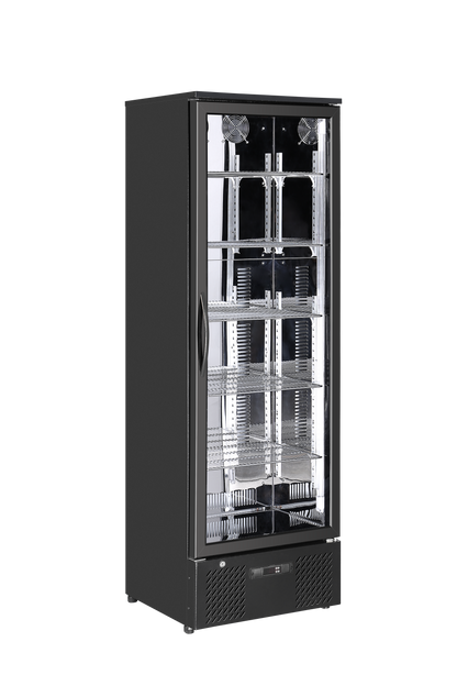 293Ltr Single Door Upright Commercial Wine Bar Fridge Chiller Can Cooler in Black