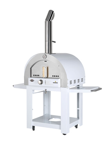 Grill King 22” Outdoor Gas Pizza Oven: Black Stainless Steel BBQ Pizza Oven Stone Trolley Large Pizza Oven Size