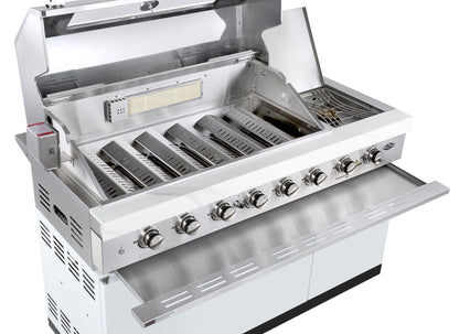 Rockpool White 6B + 118L Kegerator : Designer Outdoor Kitchen BBQ Package Inc Wok Burner, Fridge, Sink, Rotisserie & BBQ Covers.