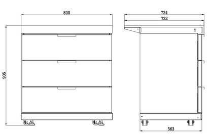 3 Draw Storage Module Suits Rockpool Black BBQ Kitchen Package Inc Stone Finishes, Aluminum Powder coated Cabinets