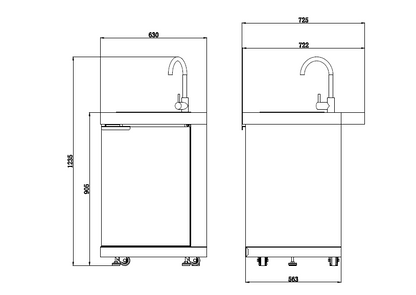 Rockpool 4B: Designer Black Outdoor BBQ Kitchen Package inc Fridge, Sink Rear Infrared, Rotisserie, BBQ Cover