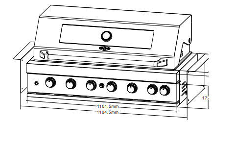 6 Burner Built-In BBQ With Rear Infrared Burner | 304 High Grade Stainless Steel, Blue LED Knobs